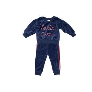 First Impressions girls navy blue velour track suit size 18 months